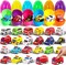 24 Pcs Mini Pull Back City Cars Prefilled Easter Eggs with Vehicle Toys for Kids